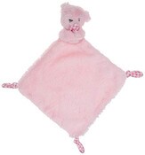 Wholesale - 10"X10" PINK BEAR W/CHECK BABY BLANKET WITH RATTLE, UPC: 734689997589